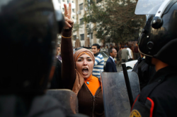 Woman protestor in Tahrir square, Cairo